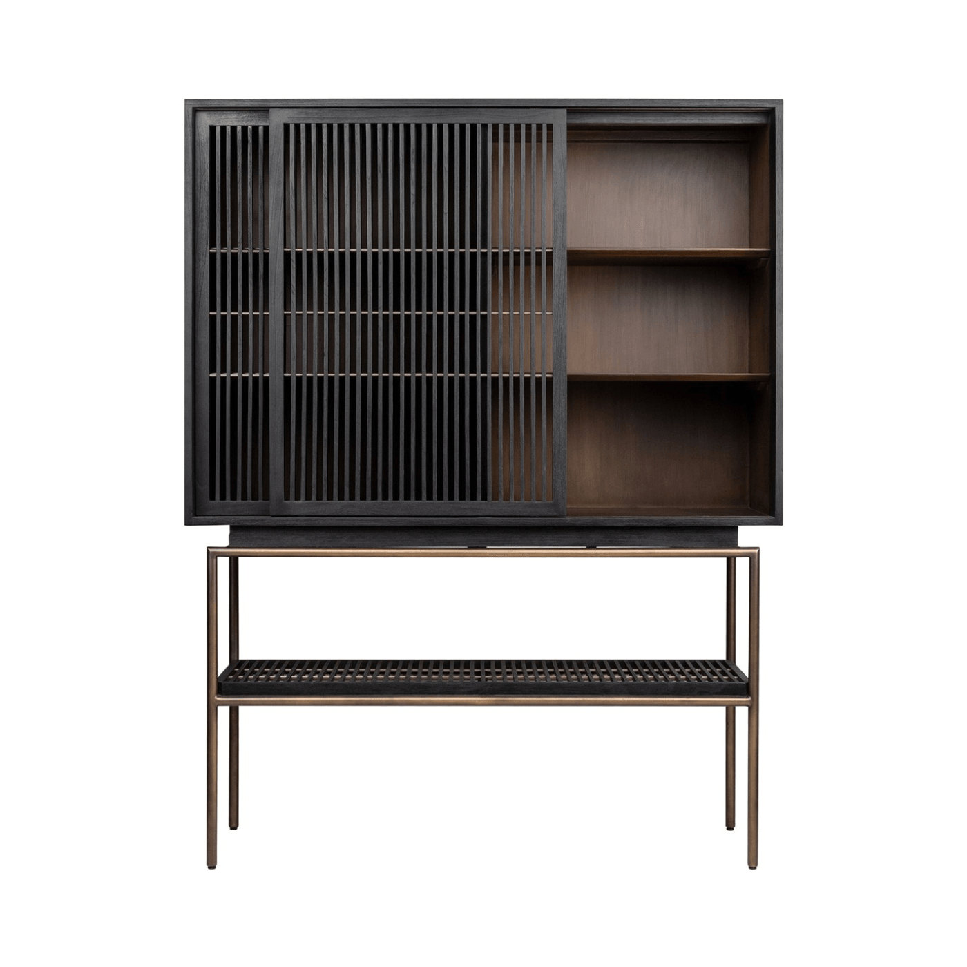 Tellem Black Wood Cabinet with Steel Frame - Maison Rêves UK
