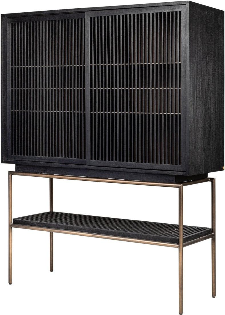 Tellem Black Wood Cabinet with Steel Frame - Maison Rêves UK
