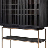 Tellem Black Wood Cabinet with Steel Frame - Maison Rêves UK