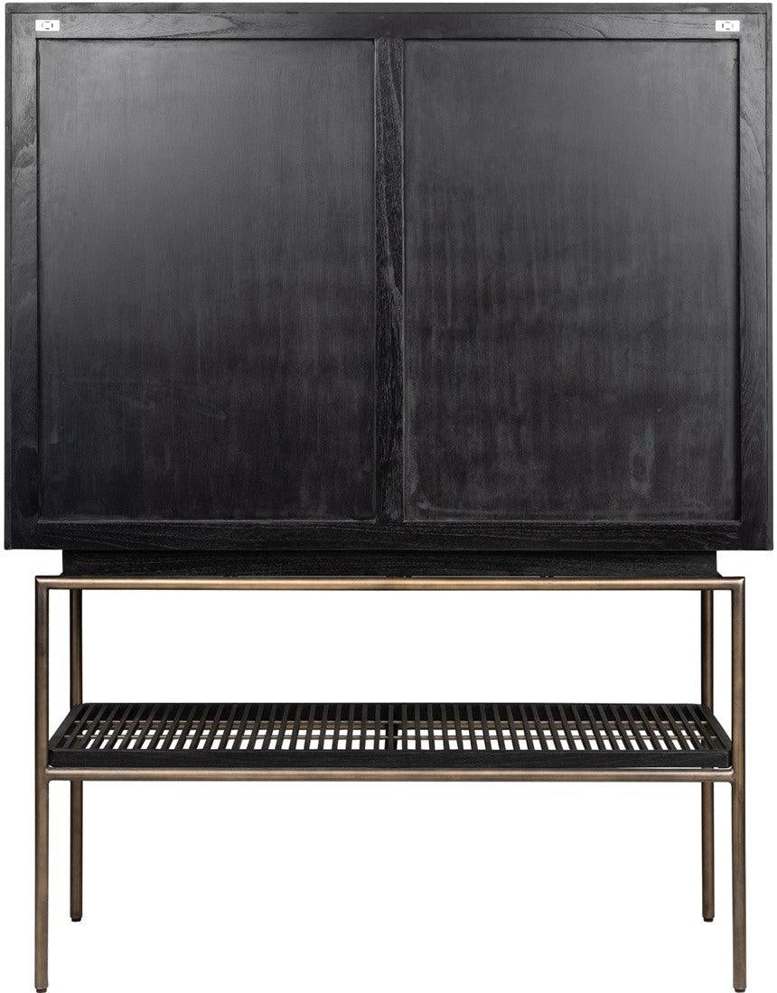 Tellem Black Wood Cabinet with Steel Frame - Maison Rêves UK