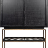 Tellem Black Wood Cabinet with Steel Frame - Maison Rêves UK