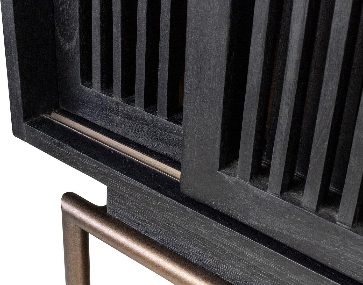 Tellem Black Wood Cabinet with Steel Frame - Maison Rêves UK