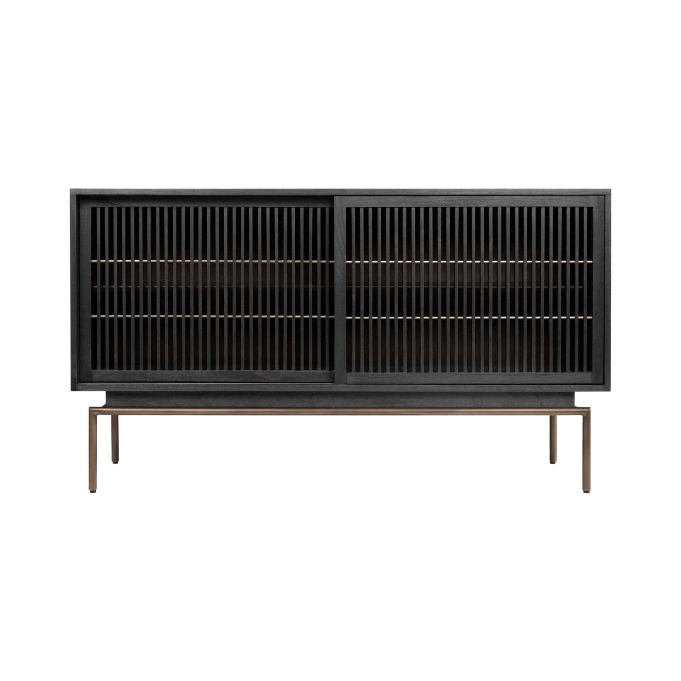 Tellem Black Wood Sideboard with Steel Frame - Maison Rêves UK
