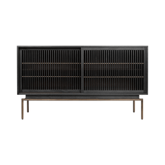 Tellem Black Wood Sideboard with Steel Frame - Maison Rêves UK