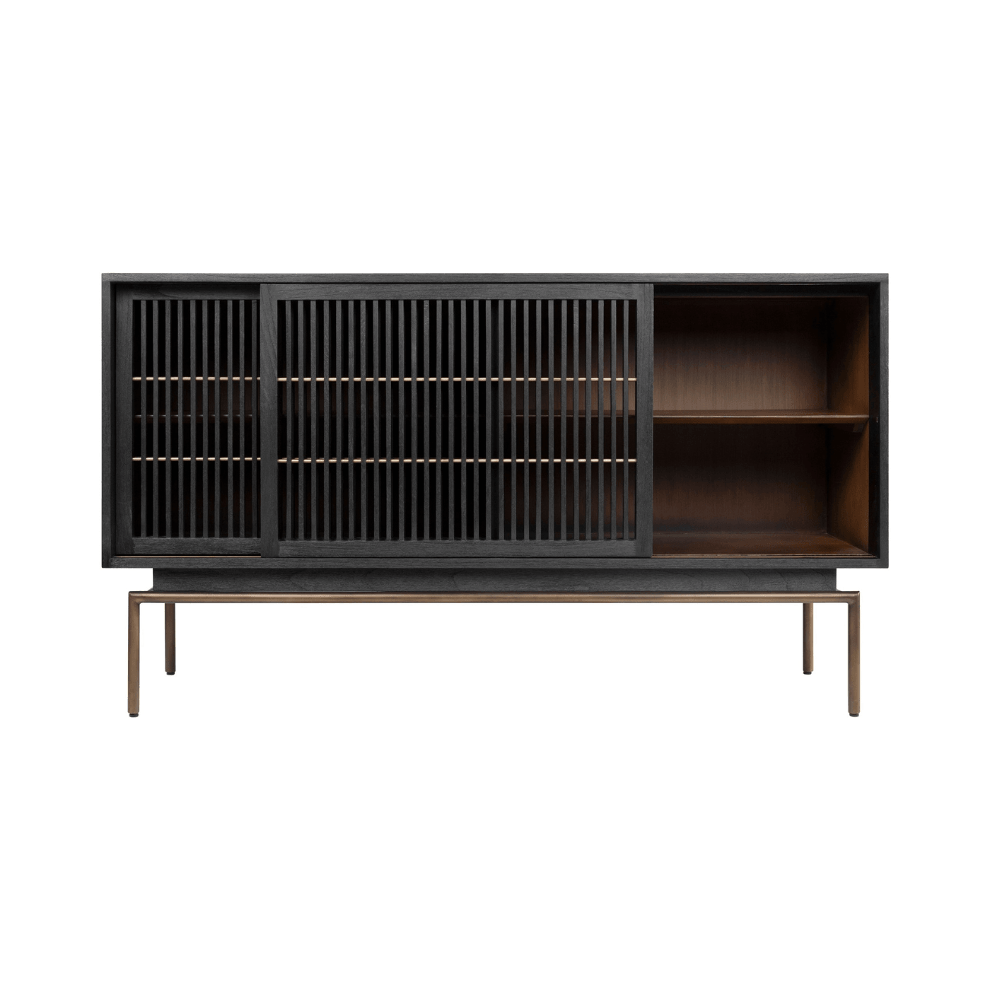 Tellem Black Wood Sideboard with Steel Frame - Maison Rêves UK