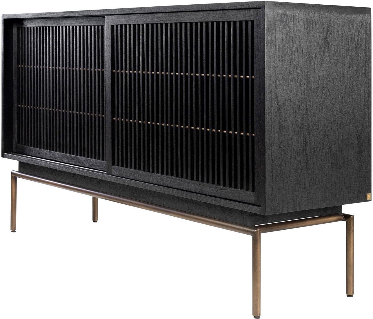 Tellem Black Wood Sideboard with Steel Frame - Maison Rêves UK