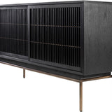 Tellem Black Wood Sideboard with Steel Frame - Maison Rêves UK