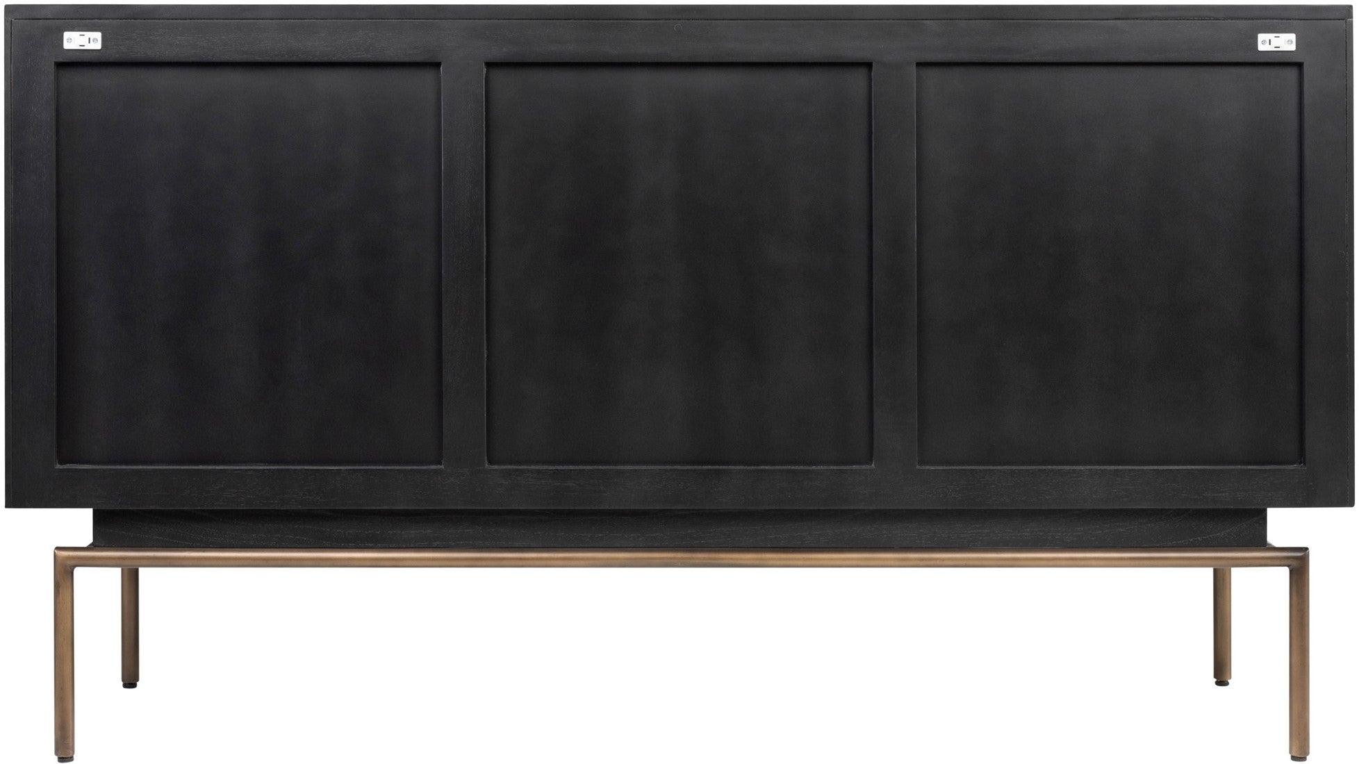 Tellem Black Wood Sideboard with Steel Frame - Maison Rêves UK