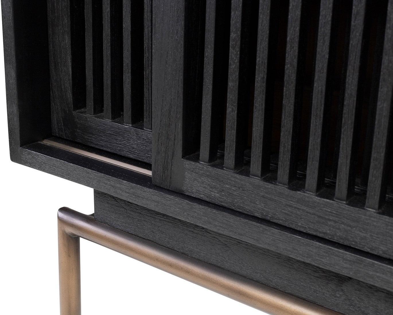 Tellem Black Wood Sideboard with Steel Frame - Maison Rêves UK