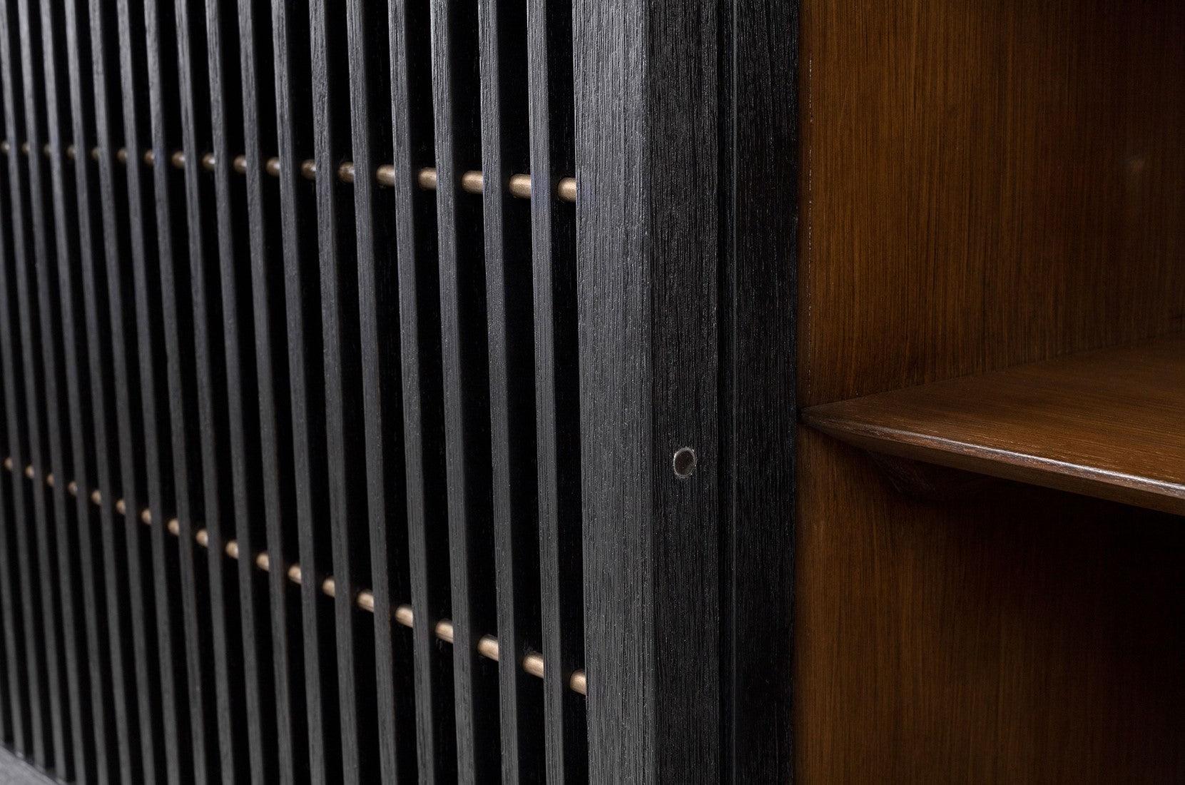 Tellem Black Wood Sideboard with Steel Frame - Maison Rêves UK