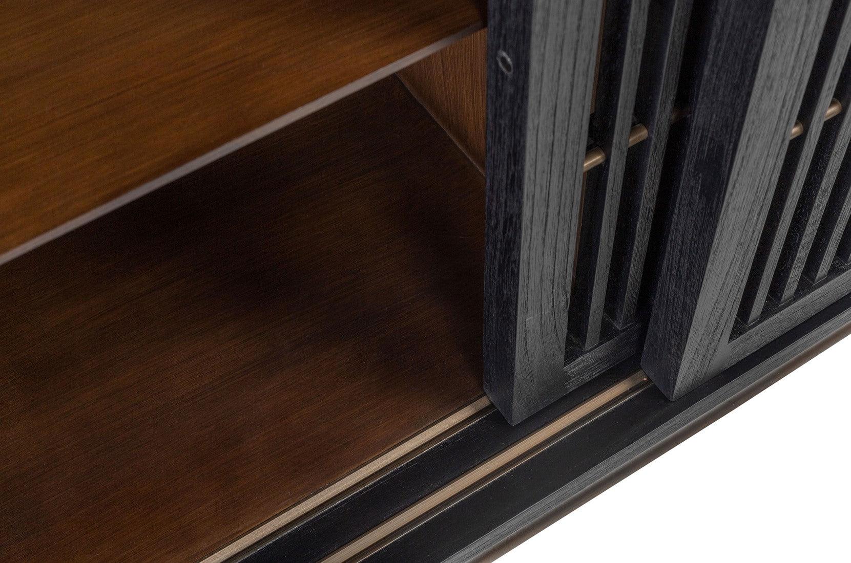 Tellem Black Wood Sideboard with Steel Frame - Maison Rêves UK