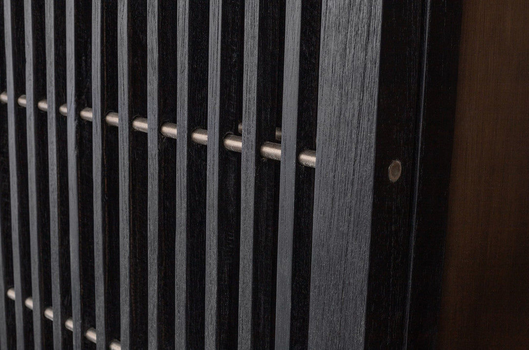 Tellem Black Wood Cabinet with Steel Frame