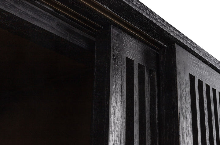 Tellem Black Wood Cabinet with Steel Frame
