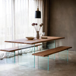 Tranquillo Acacia Wood Dining Table Large with Tempered Glass Legs - Maison Rêves UK