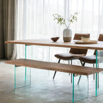 Tranquillo Acacia Wood Dining Table Large with Tempered Glass Legs - Maison Rêves UK