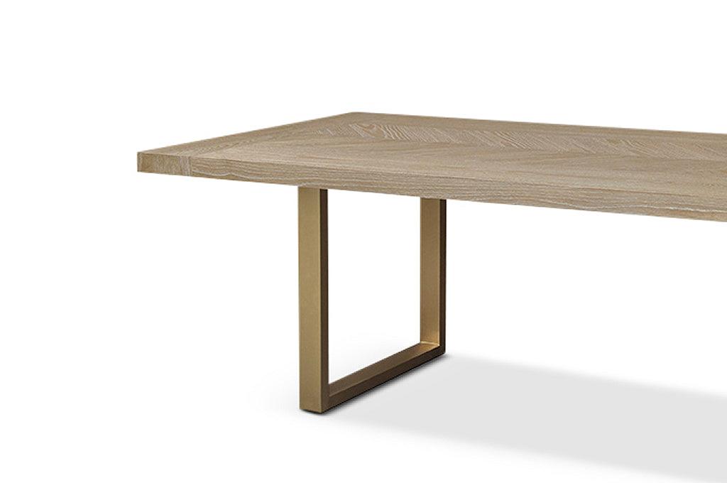 Valencia Grey Parquet Top Dining Table with Gold Brass Base by Berkeley Designs - Maison Rêves UK