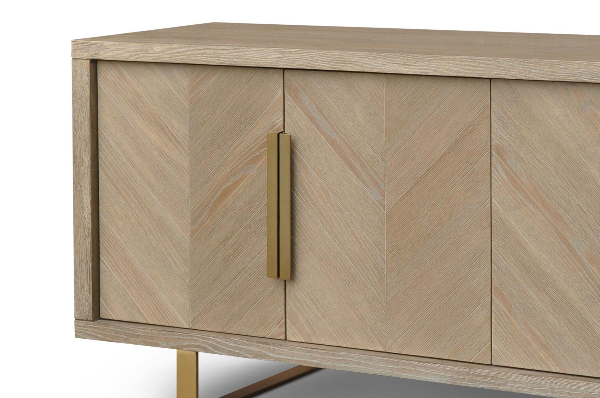 Sideboard 4-Door Sideboard Natural Grey Oak In Parquet Style - interitower