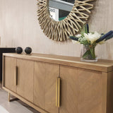 Sideboard 4-Door Sideboard Natural Grey Oak In Parquet Style - interitower