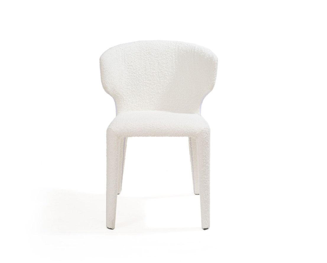 Vela Dining Chair - Chex Polar Bouclé - Maison Rêves UK