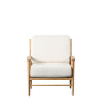 Velora Armchair Cream with Wooden Frame - Maison Rêves UK