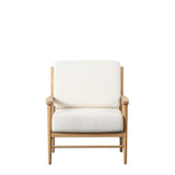 Velora Armchair Cream with Wooden Frame - Maison Rêves UK