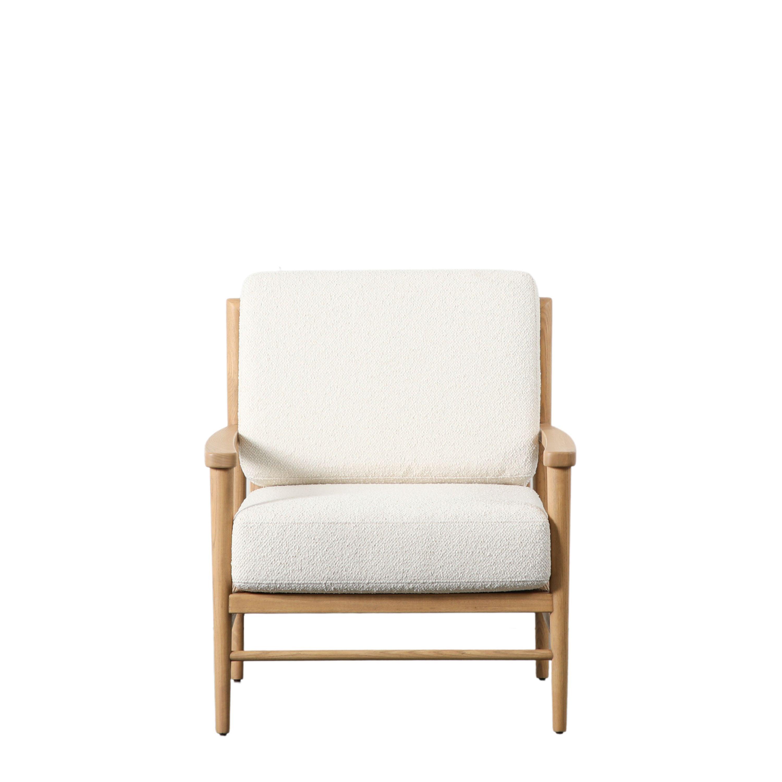 Velora Armchair Cream with Wooden Frame - Maison Rêves UK
