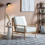 Velora Armchair Cream with Wooden Frame - Maison Rêves UK