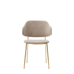 Velvadora Dining Chair Taupe with Gold Iron Legs (2pk) - Maison Rêves UK