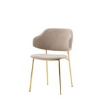 Velvadora Dining Chair Taupe with Gold Iron Legs (2pk) - Maison Rêves UK