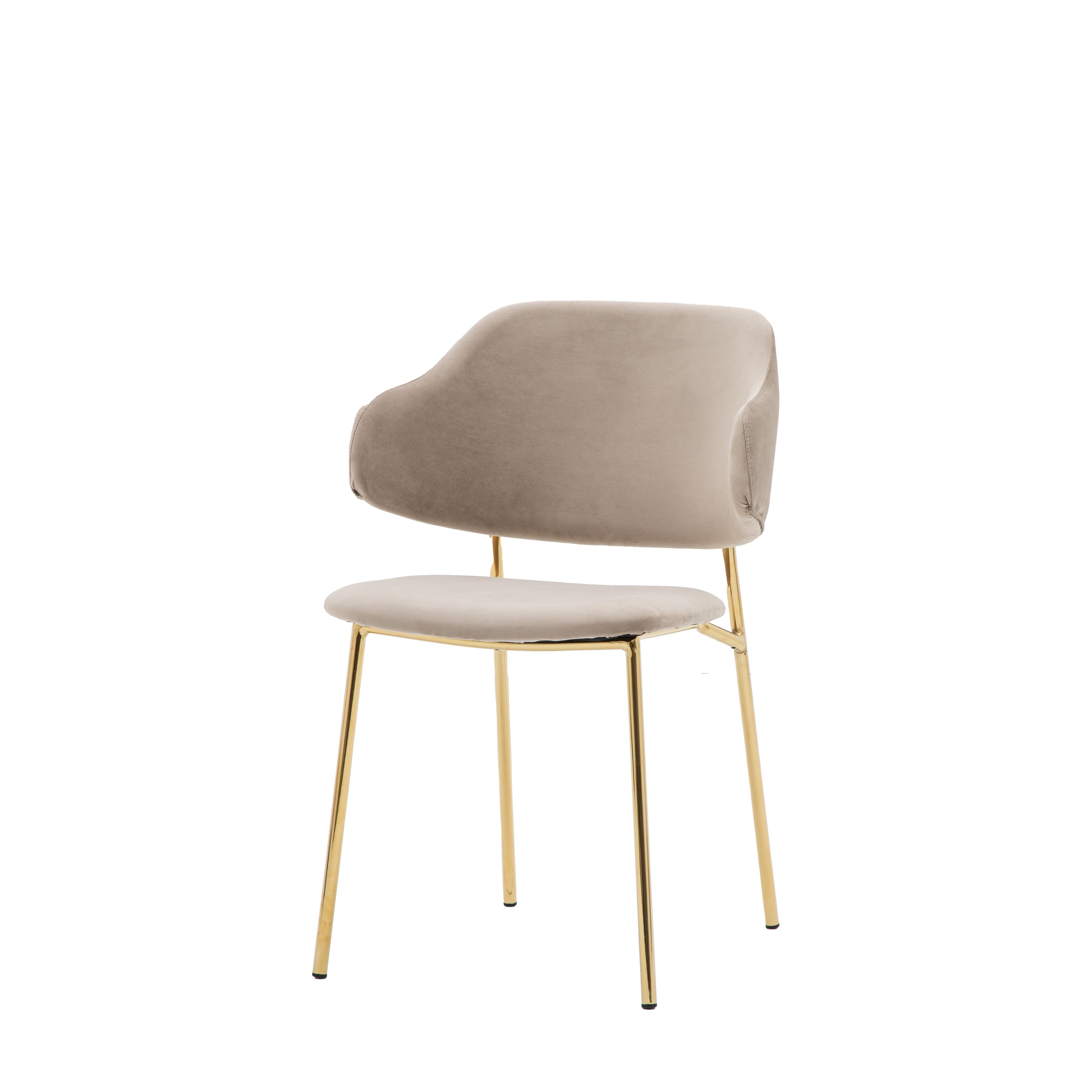 Velvadora Dining Chair Taupe with Gold Iron Legs (2pk) - Maison Rêves UK