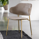 Velvadora Dining Chair Taupe with Gold Iron Legs (2pk) - Maison Rêves UK