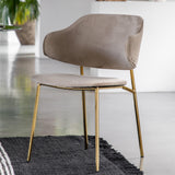 Velvadora Dining Chair Taupe with Gold Iron Legs (2pk) - Maison Rêves UK