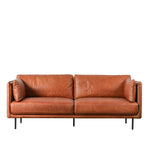 Veradis Sofa Brown Leather with Black Metal Legs - Maison Rêves UK