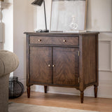 Verdanta 2 Door/1 Drawer Dark Mindi Wood Sideboard - Maison Rêves UK