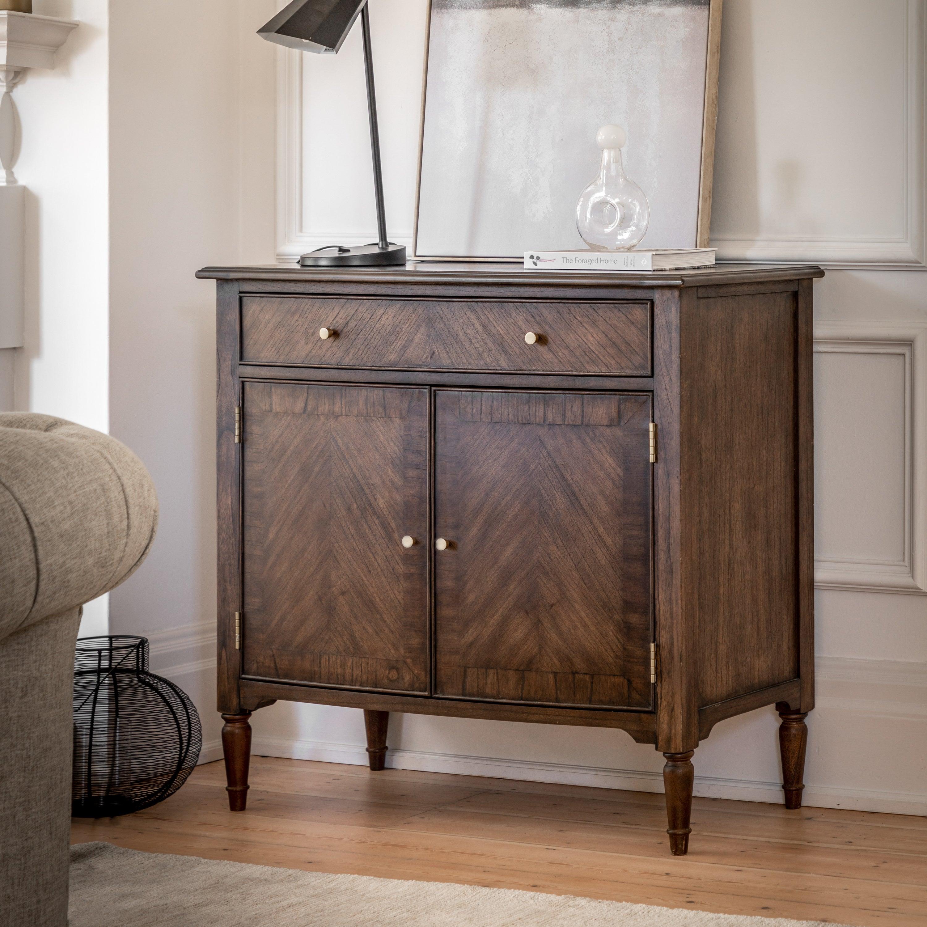 Verdanta 2 Door/1 Drawer Dark Mindi Wood Sideboard - Maison Rêves UK