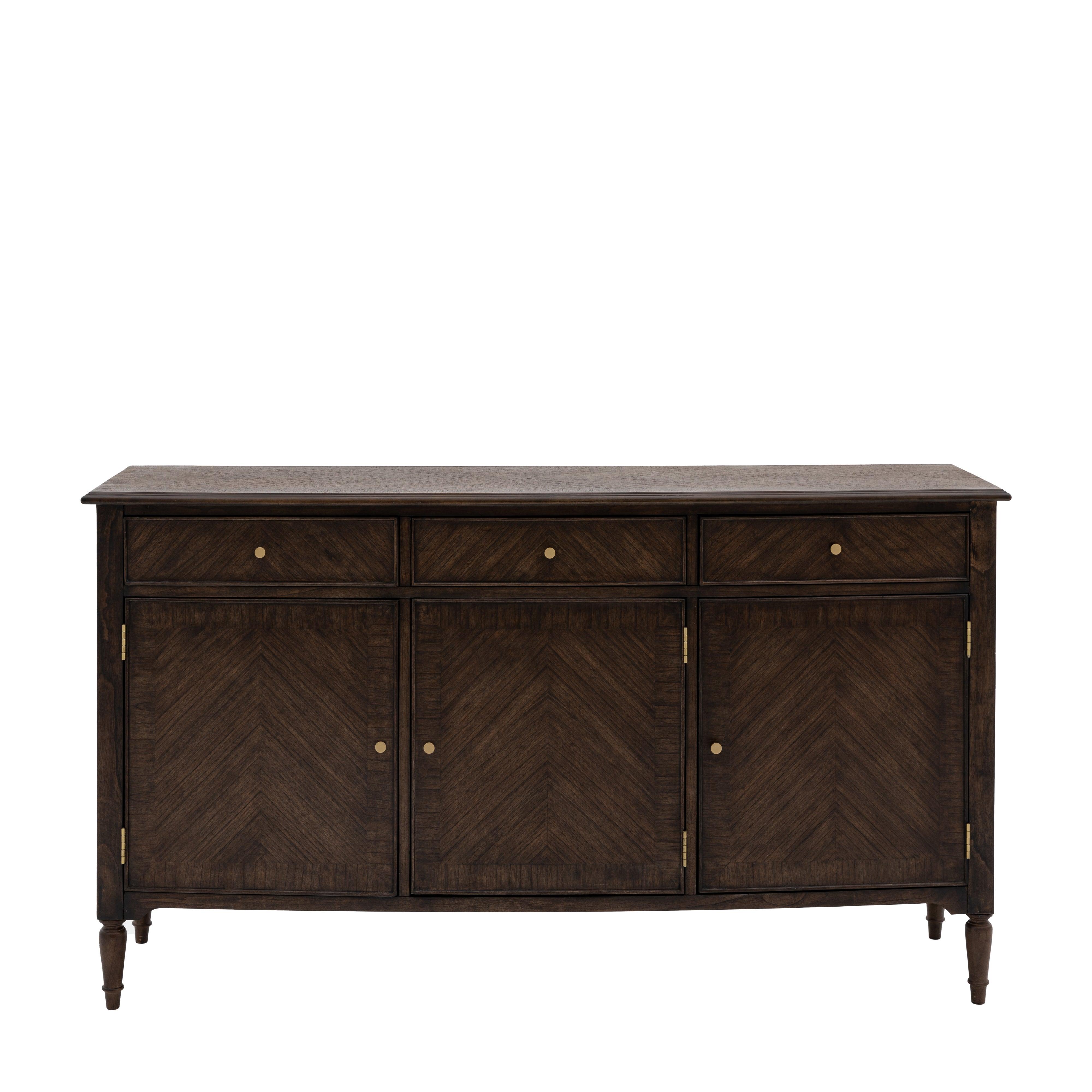 Verdanta 3 Door/3 Drawer Dark Mindi Wood Sideboard - Maison Rêves UK