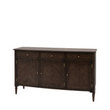 Verdanta 3 Door/3 Drawer Dark Mindi Wood Sideboard - Maison Rêves UK