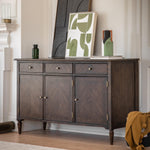 Verdanta 3 Door/3 Drawer Dark Mindi Wood Sideboard - Maison Rêves UK
