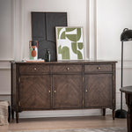 Verdanta 3 Door/3 Drawer Dark Mindi Wood Sideboard - Maison Rêves UK