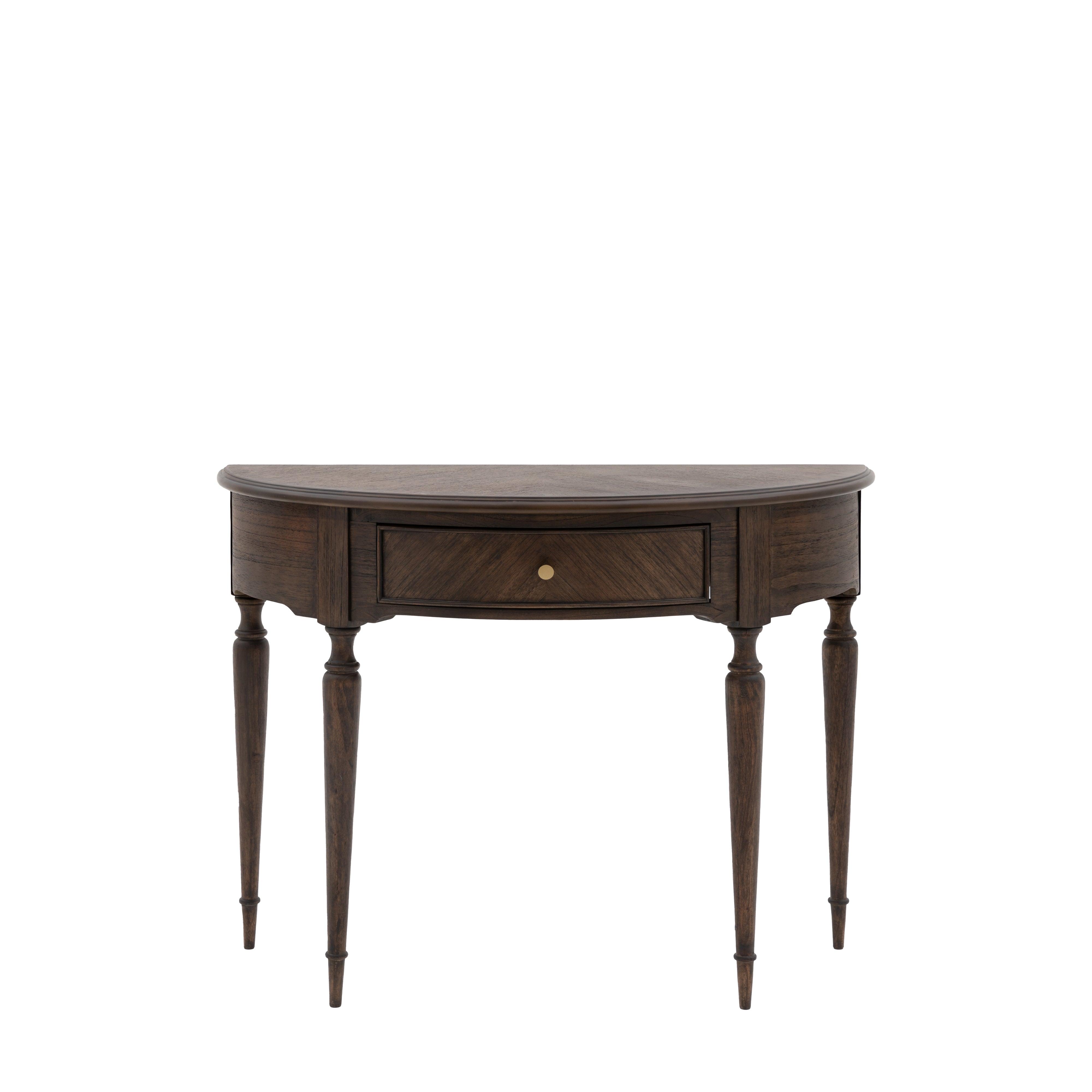 Verdanta Demi Lune Dark Mindi Wood Console Table - Maison Rêves UK
