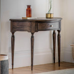 Verdanta Demi Lune Dark Mindi Wood Console Table - Maison Rêves UK