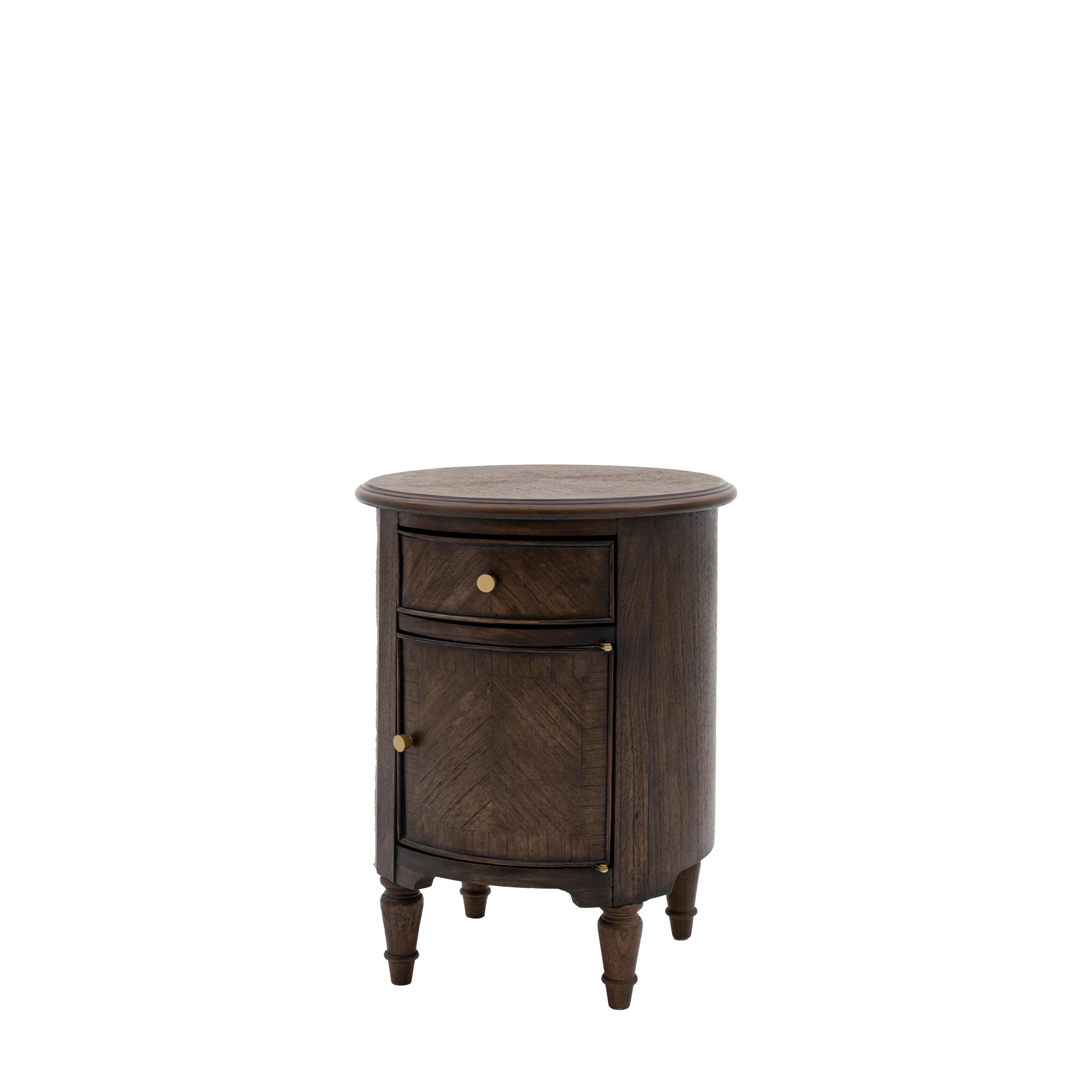 Verdanta Drum Dark Mindi Wood Side Table - Maison Rêves UK