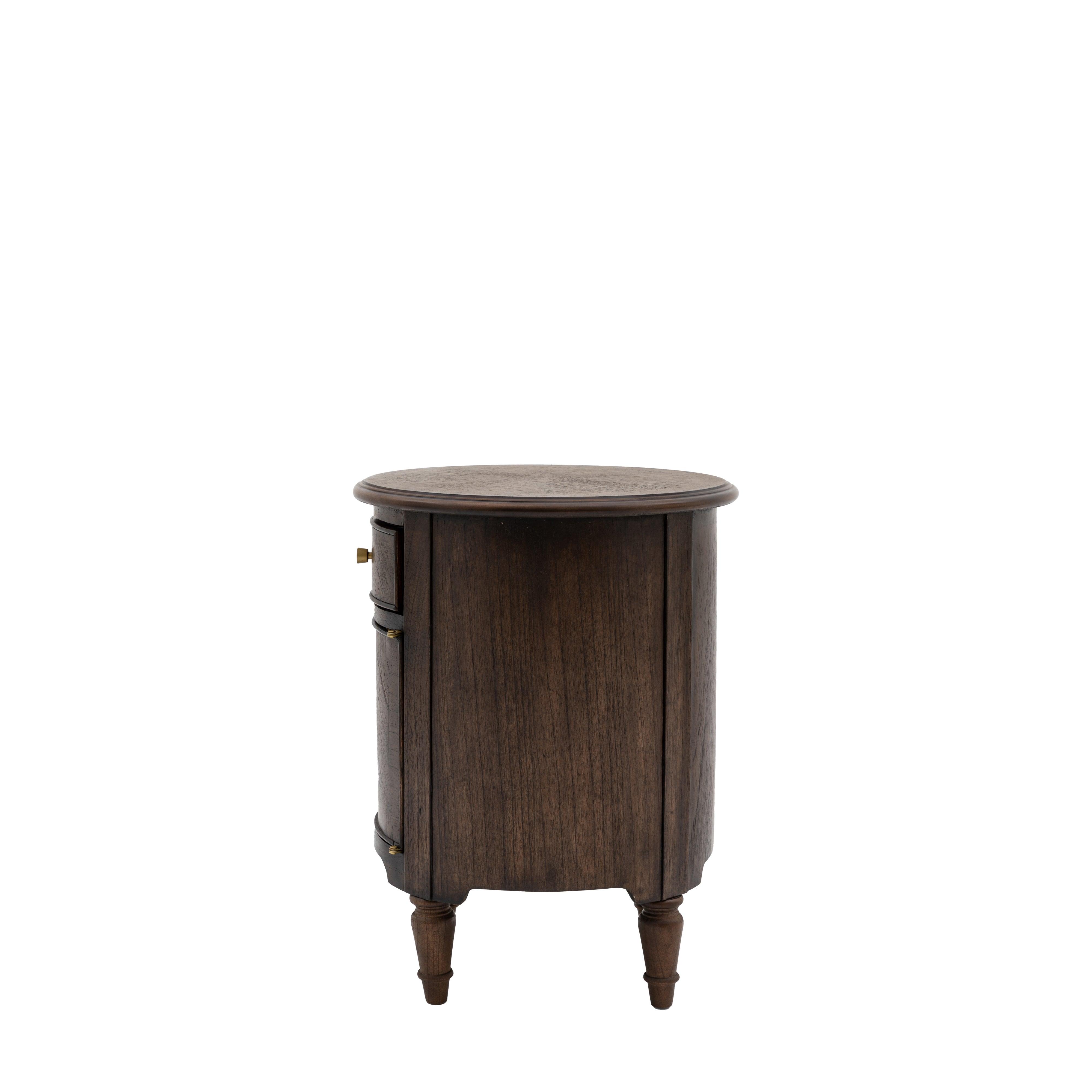 Verdanta Drum Dark Mindi Wood Side Table - Maison Rêves UK