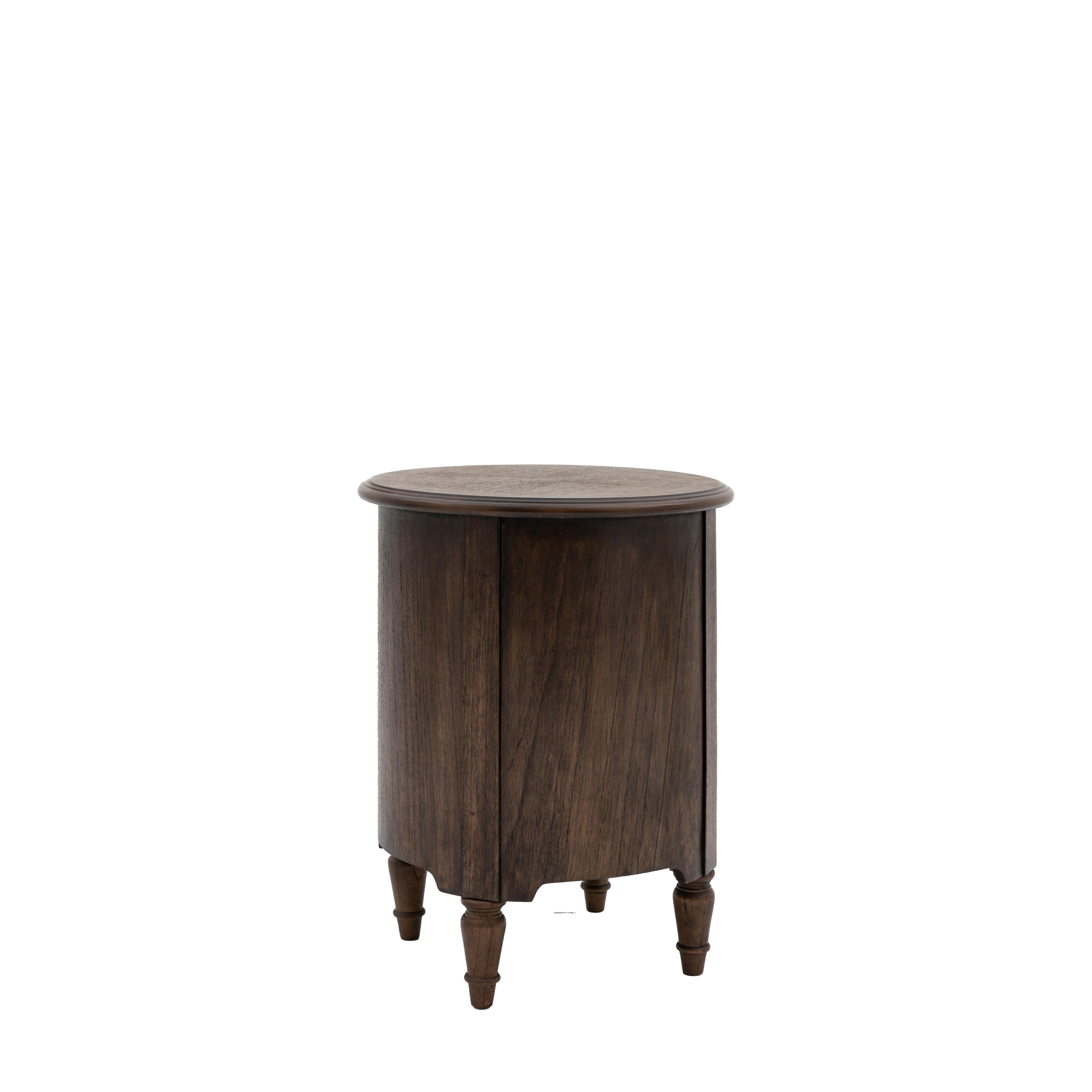 Verdanta Drum Dark Mindi Wood Side Table - Maison Rêves UK