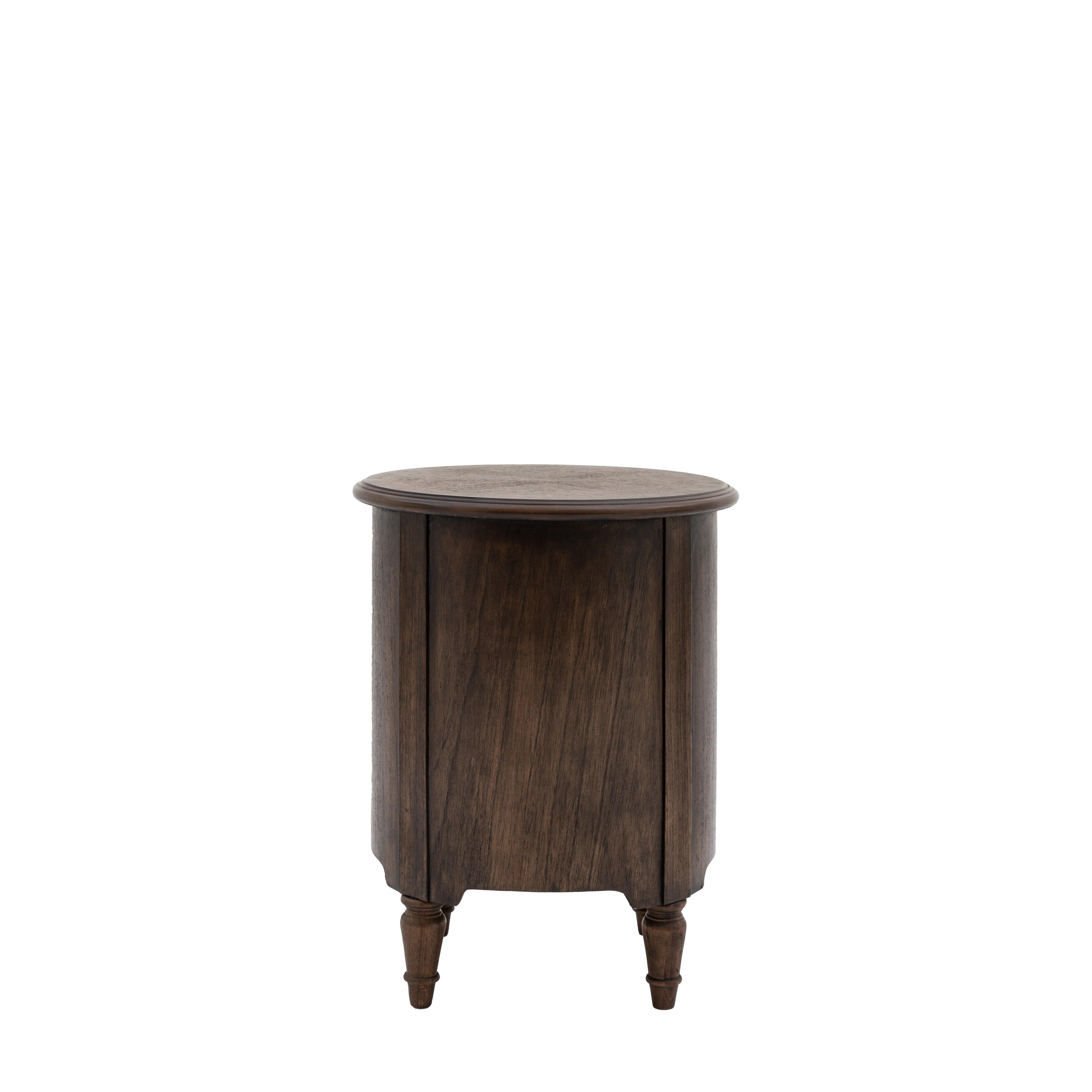 Verdanta Drum Dark Mindi Wood Side Table - Maison Rêves UK