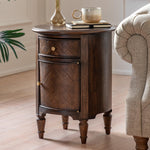 Verdanta Drum Dark Mindi Wood Side Table - Maison Rêves UK