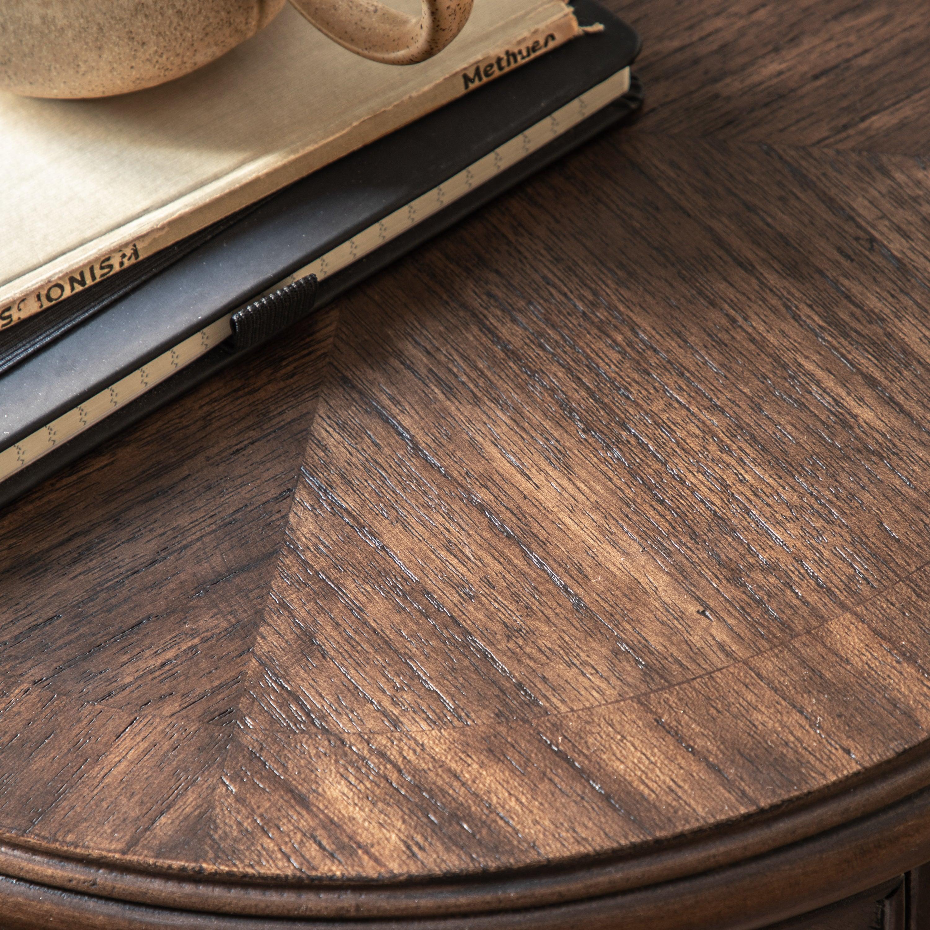 Verdanta Drum Dark Mindi Wood Side Table - Maison Rêves UK