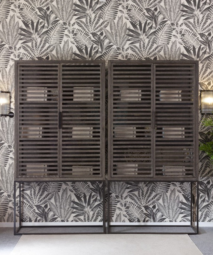 Granada Grey Oak Cabinet with Metal Base
