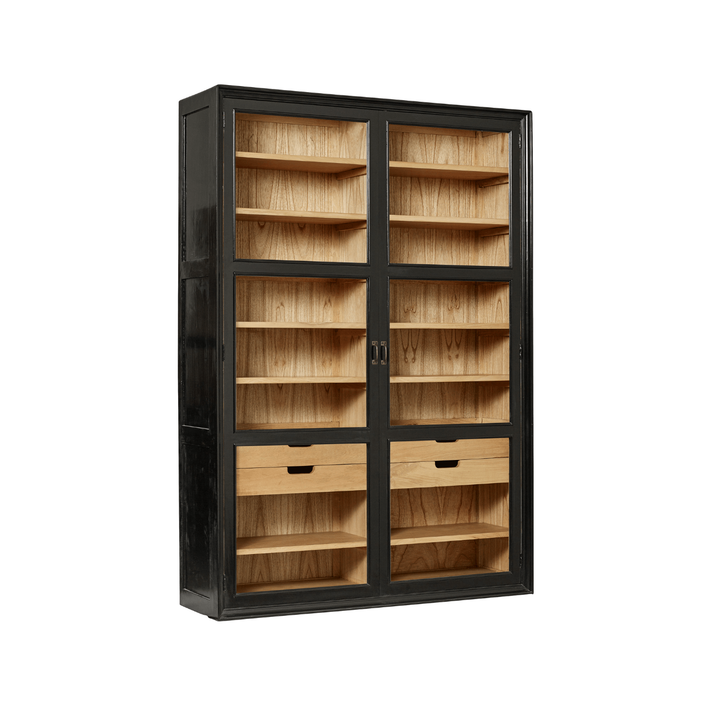 Viva Mahogany Wood Cabinet with 2 Glass Doors in Black by Nordal - Maison Rêves UK