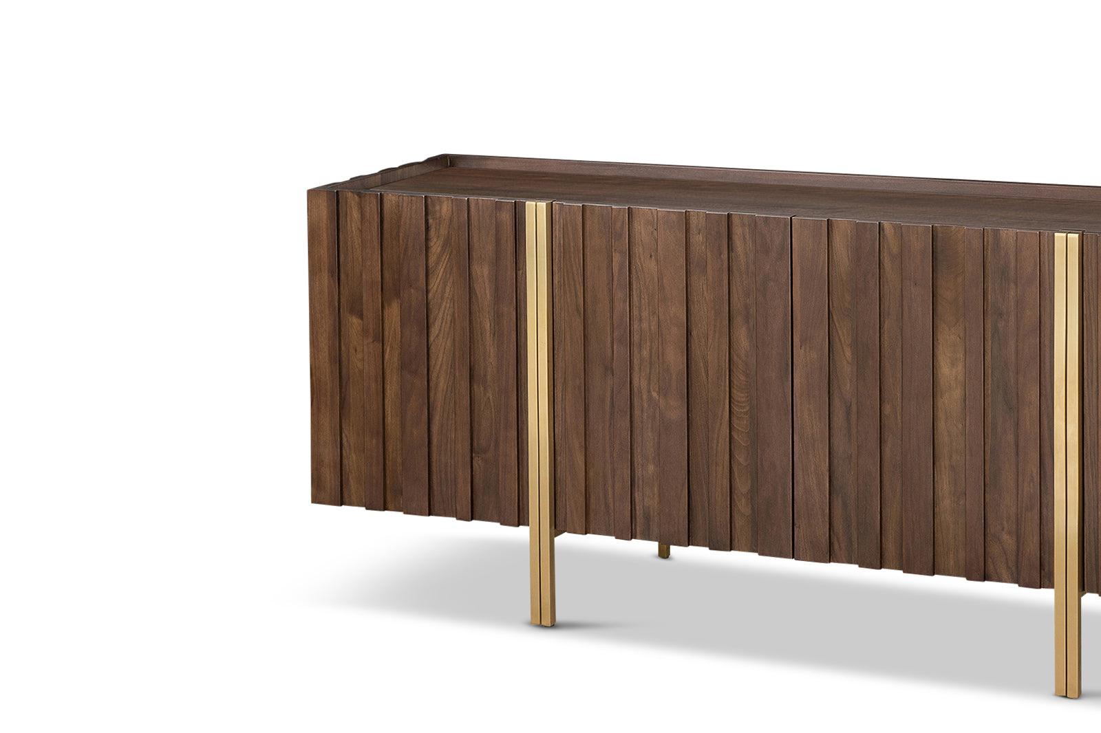Winchester Walnut Finish Sideboard with Gold Brass Handles by Berkeley Designs - Maison Rêves UK